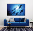 GM019F Grace & Gardenia Whales with Diver Premium Peel and Stick Mural 69 inch wide x 46 inch height Blue Black