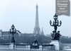 GM0230 Grace & Gardenia Eiffel Tower in Black and White Premium Peel and Stick Mural 156in wide x 112in height. height, Black White Gray