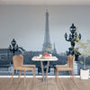 GM0230 Grace & Gardenia Eiffel Tower in Black and White Premium Peel and Stick Mural 156in wide x 112in height. height, Black White Gray