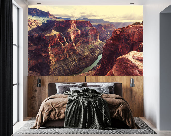 GM0240 Grand Canyon Wallpaper Mural, Premium Peel and Stick Material, Wall Decoration For Livingroom, Bedrooms and Offices, Orange, Beige, Gray