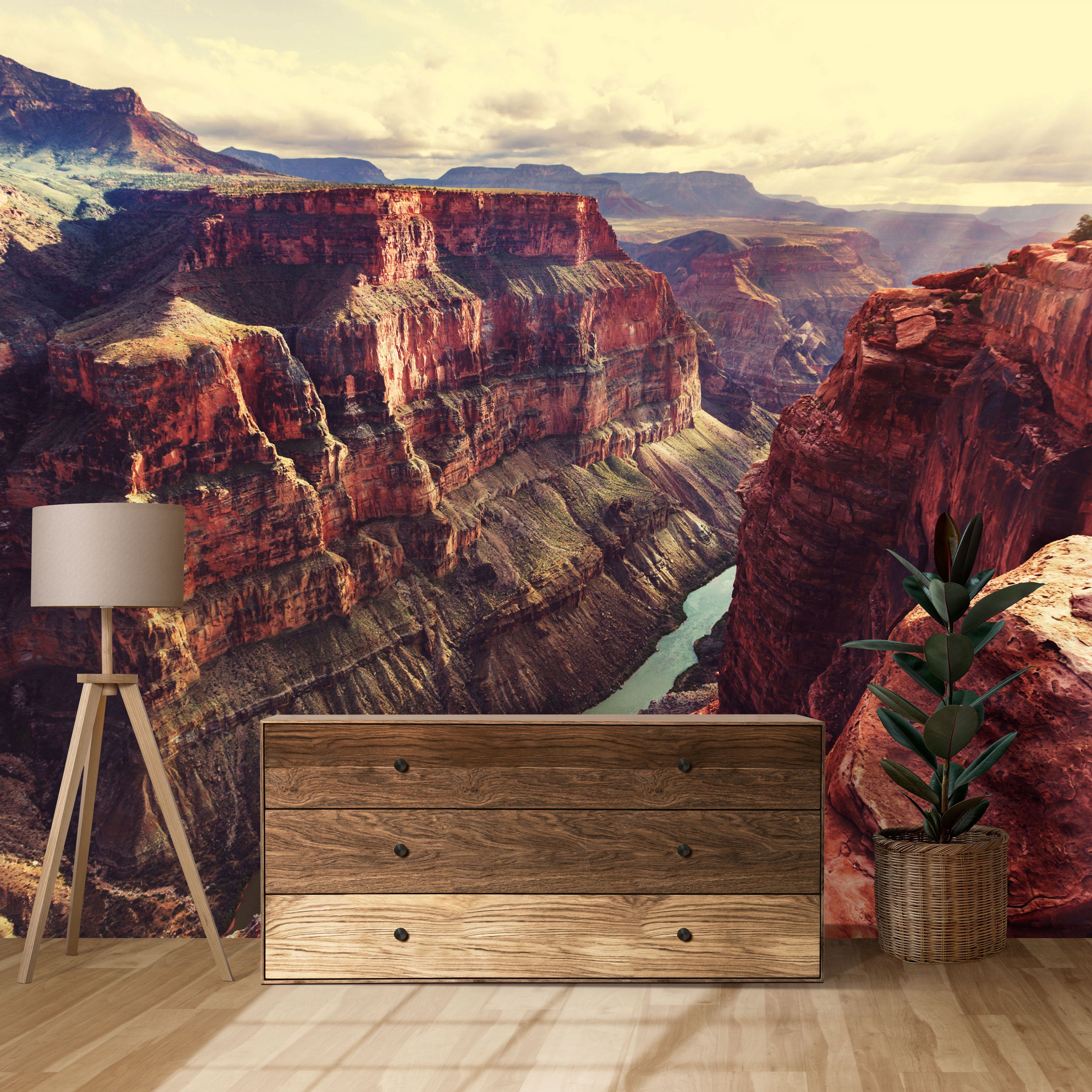 GM0240 Grand Canyon Wallpaper Mural, Premium Peel and Stick Material, Wall Decoration For Livingroom, Bedrooms and Offices, Orange, Beige, Gray