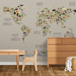 GM0290 Grace & Gardenia Wildlife World Map Premium Peel and Stick Mural 156in wide x 112in height, Gray Green Orange