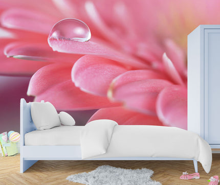 GM0380 Grace & Gardenia Water Droplet Flower Premium Peel and Stick Mural 156in wide x 112in height, Pink