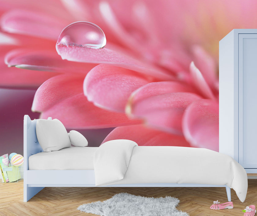 GM0380 Grace & Gardenia Water Droplet Flower Premium Peel and Stick Mural 156in wide x 112in height, Pink