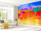 GM0490 Grace & Gardenia Abstract Forest  Premium Peel and Stick Mural 156in wide x 112in height, Blue Orange Yellow