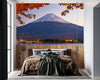 GM0580 Grace & Gardenia Mt. Fuji Premium Peel and Stick Mural 156in wide x 112in height, Blue Orange