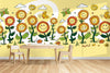 GM0600 Grace & Gardenia Smiling Flowers and Butterflies Premium Peel and Stick Mural 206in wide x 112in height, Yellow Green White