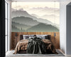 GM0610 Grace & Gardenia Mountains in the Mist Premium Peel and Stick Mural 206in wide x 112in height, Gray Yellow