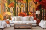 GM0620 Grace & Gardenia Autumn Sunlight Premium Peel and Stick Mural 156in wide x 112in height, Orange Red Yellow