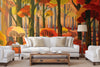 GM0620 Grace & Gardenia Autumn Sunlight Premium Peel and Stick Mural 156in wide x 112in height, Orange Red Yellow