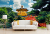 GM0650 Grace & Gardenia Nan Lian Garden Premium Peel and Stick Mural 156in wide x 112in height, Green Yellow Orange