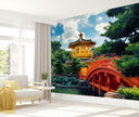 GM0650 Grace & Gardenia Nan Lian Garden Premium Peel and Stick Mural 156in wide x 112in height, Green Yellow Orange