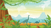 GM0670 Grace & Gardenia Dinosaur Landscape Premium Peel and Stick Mural 206in wide x 112in height, Green Brown Blue Yellow