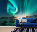 GM0690 Grace & Gardenia Northern Lights Premium Peel and Stick Mural 156in wide x 112in height, Green Blue