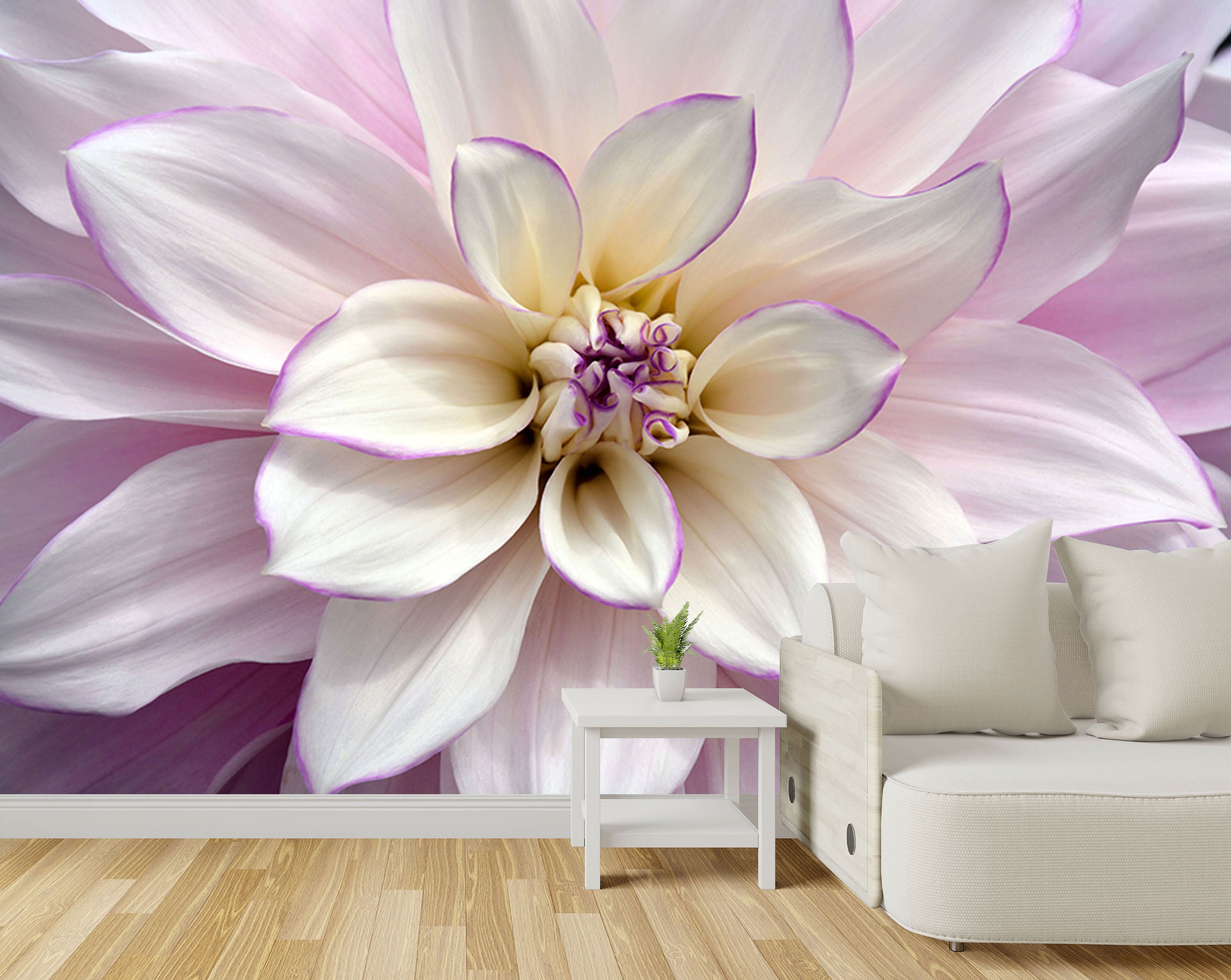 GM0700 Grace & Gardenia Dahlia Premium Peel and Stick Mural 156in wide x 112in height, Purple White