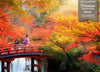 GM0740 Grace & Gardenia Autumn Bridge Japan Premium Peel and Stick Mural 156in wide x 112in height, Orange Red Yellow Green