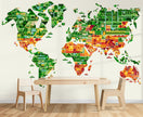 GM9011q60 Grace & Gardenia Skyline Map Premium Matt Finish Paper Peel and Stick Mural 13ft wide x 10ft height Red Orange Green Yellow