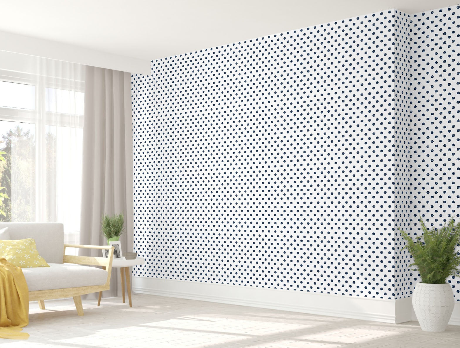 GN0041 Hand Drawn Polka Dots Fine Wallpaper Roll size 26 inch Wide x 27 ft. Long, Navy Blue