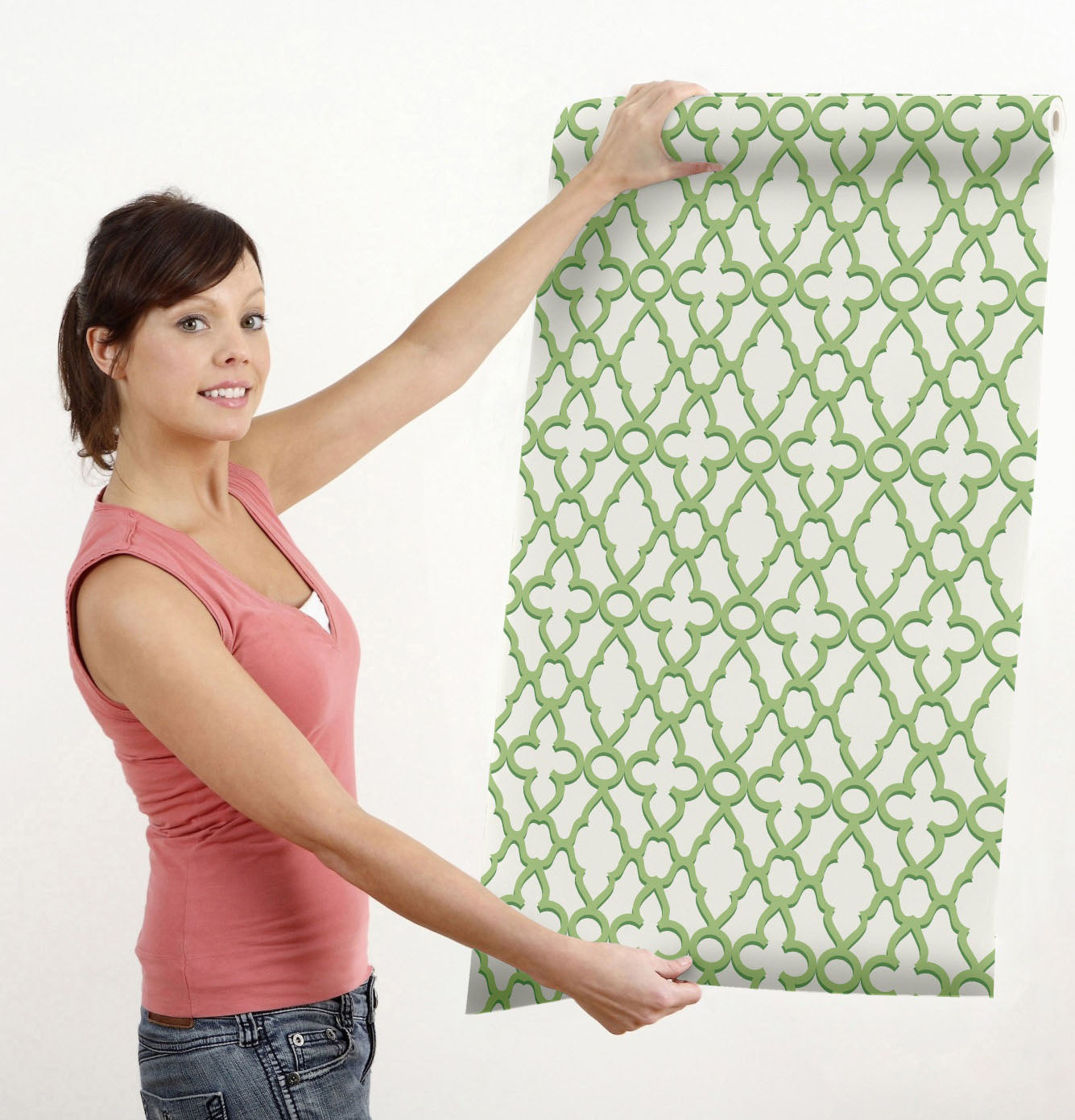 GN0051 Trellis Pattern Fine Wallpaper Roll size 26 inch Wide x 27 ft. Long, Green