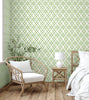 GP0061 Trellis Pattern  Premium Paper Peel and Stick Wallpaper Panel, Green/Cream