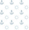 GN1011 Anchors and Wheels Fine Wallpaper Roll size 26 inch Wide x 27 ft. Long, Blue, White