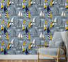 GN1021 Sailboats at Sunset Pattern Fine Wallpaper Roll size 26 inch Wide x 27 ft. Long, Gray/Navy/Yellow