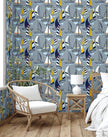 GN1021 Sailboats at Sunset Pattern Fine Wallpaper Roll size 26 inch Wide x 27 ft. Long, Gray/Navy/Yellow