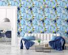 GN1022 Sailboats at Sunset Pattern Fine Wallpaper Roll size 26 inch Wide x 27 ft. Long, Light Blue/Navy/Yellow