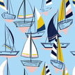 GN1022 Sailboats at Sunset Pattern Fine Wallpaper Roll size 26 inch Wide x 27 ft. Long, Light Blue/Navy/Yellow