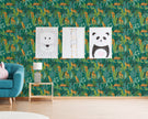 GN2011 Jungle Leopards Fine Wallpaper Roll size 26in. Wide x 27ft. Long, Green, Orange, Yellow