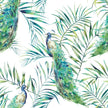 GN2031 Peacock Fine Wallpaper Roll size 26 inch Wide x 27ft. Long, Green, Blue, White