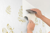 GN5012 Hand Drawn Leaves Fine Wallpaper Roll size 26 inch Wide x 27ft. Long, Mustard, White