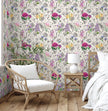 GP5051 Vibrant Flowers on Black and White Premium Paper Peel and Stick Wallpaper Panel, Multicolor