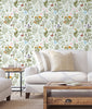 GN5041 Wildflowers and Butterflies Fine Wallpaper Roll size 26 inch Wide x 27 ft. Long, Cream/Green