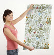 GN5041 Wildflowers and Butterflies Fine Wallpaper Roll size 26 inch Wide x 27 ft. Long, Cream/Green