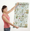 GN5041 Wildflowers and Butterflies Fine Wallpaper Roll size 26 inch Wide x 27 ft. Long, Cream/Green