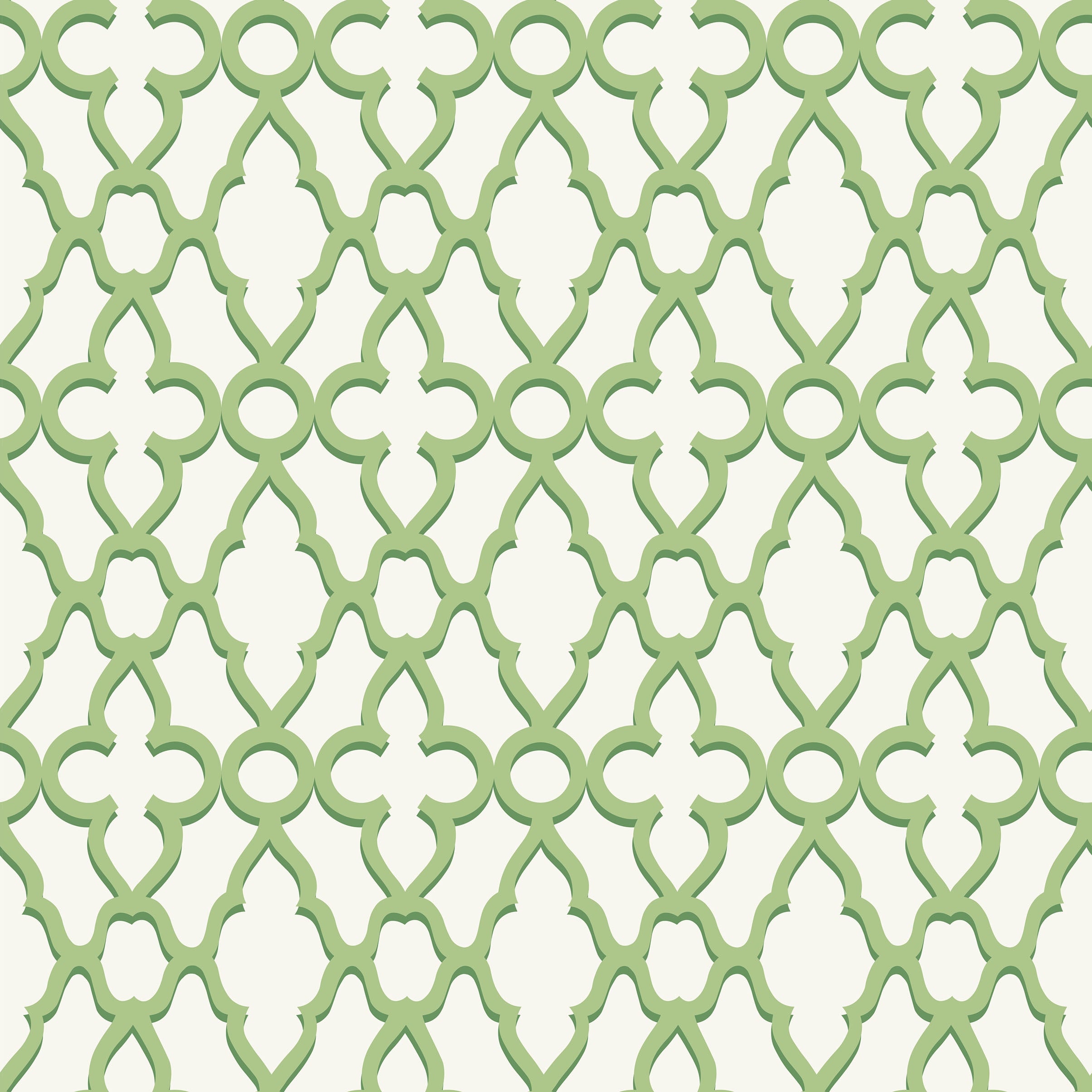 GP0061 Trellis Pattern  Premium Paper Peel and Stick Wallpaper Panel, Green/Cream