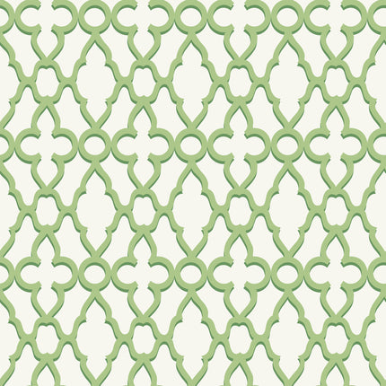 GP0061 Trellis Pattern  Premium Paper Peel and Stick Wallpaper Panel, Green/Cream