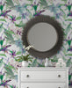 GP1001 Grace & Gardenia - Tropical Watercolor Floral Peel and Stick 6 Ft x 26 In Wallpaper Panel Green/Blue/Purp