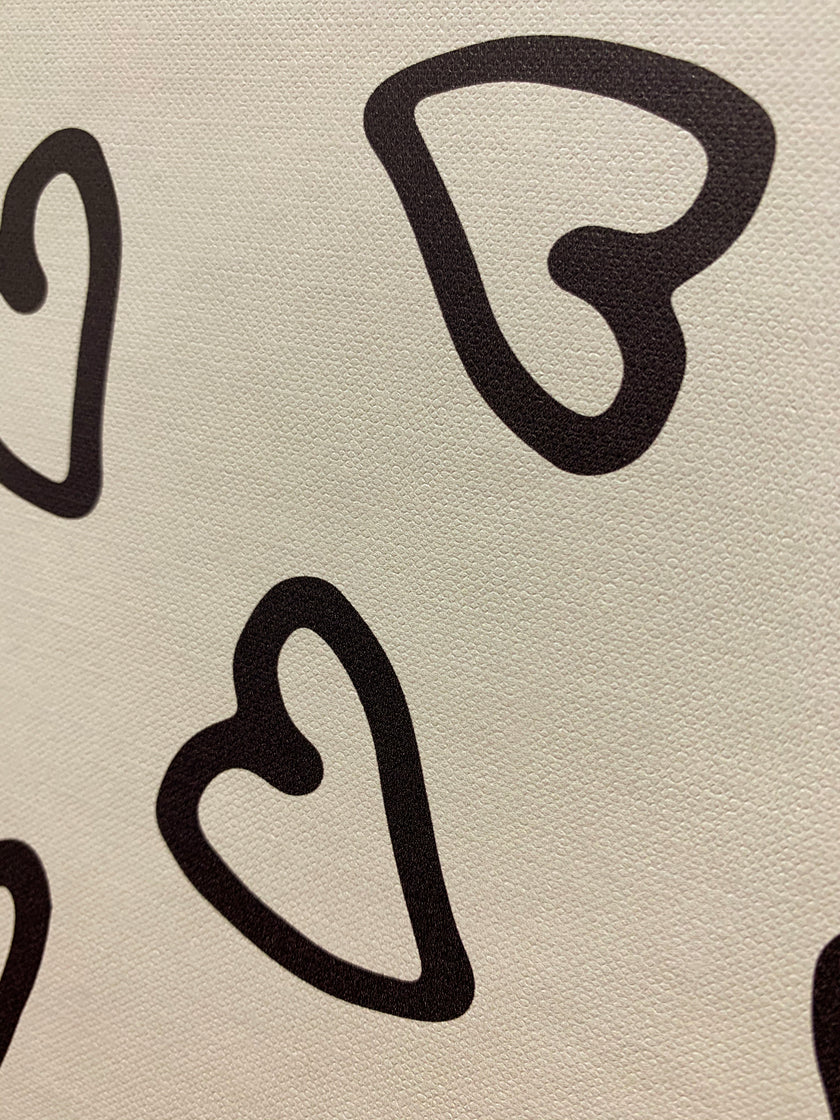 GP1006 Hand Painted Hearts Premium Peel and Stick Wallpaper Panel 6 Ft High x 26 Wide Black on Beige