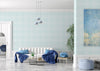 GP1900122 Grace & Gardenia Light Blue Hand Painted Grid on White Premium Peel and Stick Wallpaper Panel 6' High x 26