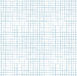 GP1900122 Grace & Gardenia Light Blue Hand Painted Grid on White Premium Peel and Stick Wallpaper Panel 6' High x 26