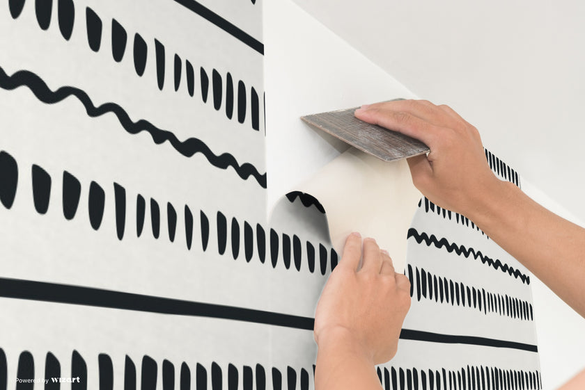 GP1900151 Grace & Gardenia Large Lines and Strokes on White Premium Peel and Stick Wallpaper Panel 6 Ft High x 26