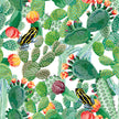 GP1900161 Grace & Gardenia Cactus and Frog on White Premium Paper Peel and Stick Wallpaper Panel 6 Ft High x 26