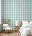 GP190021 Grace & Gardenia - Faded Diamonds on Light Green Premium Peel and Stick Wallpaper Panel 6 Ft High x 26