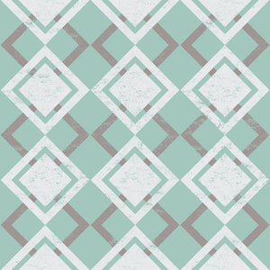 GP190021 Grace & Gardenia - Faded Diamonds on Light Green Premium Peel and Stick Wallpaper Panel 6 Ft High x 26