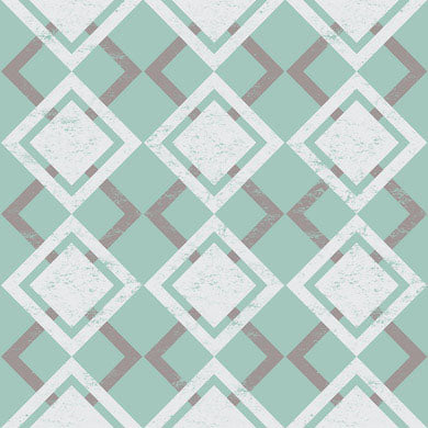 GP190021 Grace & Gardenia - Faded Diamonds on Light Green Premium Peel and Stick Wallpaper Panel 6 Ft High x 26