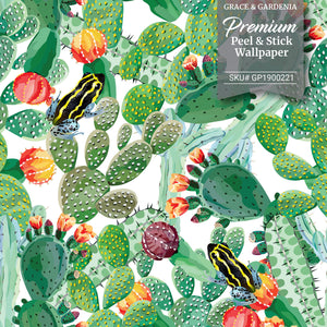 GP1900221 Cactus and Frog Wallpaper Roll 19in (W) x 18ft. (H) Green