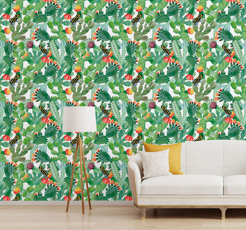 GP1900221 Cactus and Frog Wallpaper Roll 19in (W) x 18ft. (H) Green