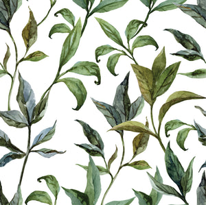 GP1900251 Curling Leaves on White Premium Peel and Stick  6 Ft High x 26 Wide Wallpaper Panel